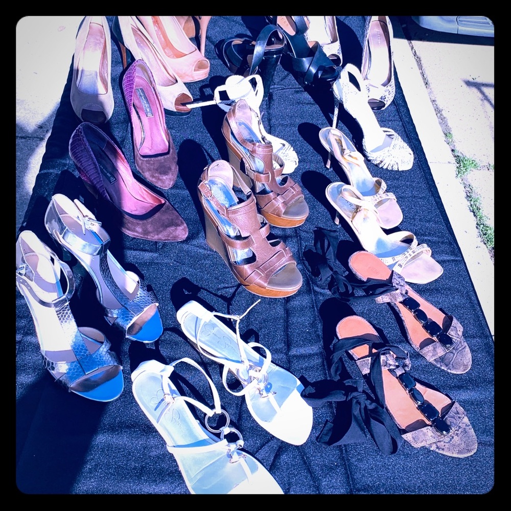 Flats, low and high heels.